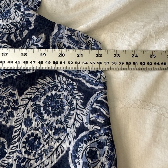 Christina B Women's‎ Sheer Blue Abstract Layered Satin Sleeveless Blouse Large - Picture 7 of 10